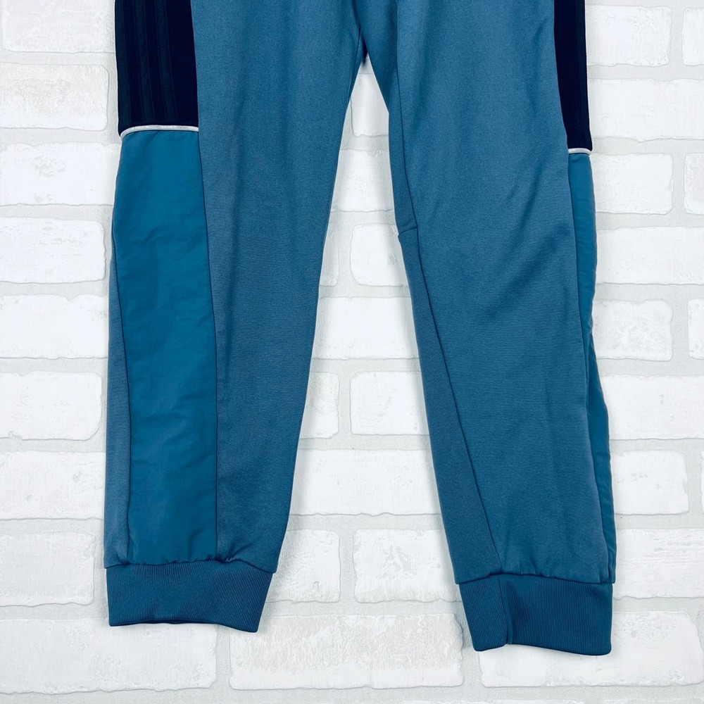 Adidas Originals Mens Teal Navy Blue‎ Colorblock Trefoil Track Pants Joggers - Picture 2 of 12